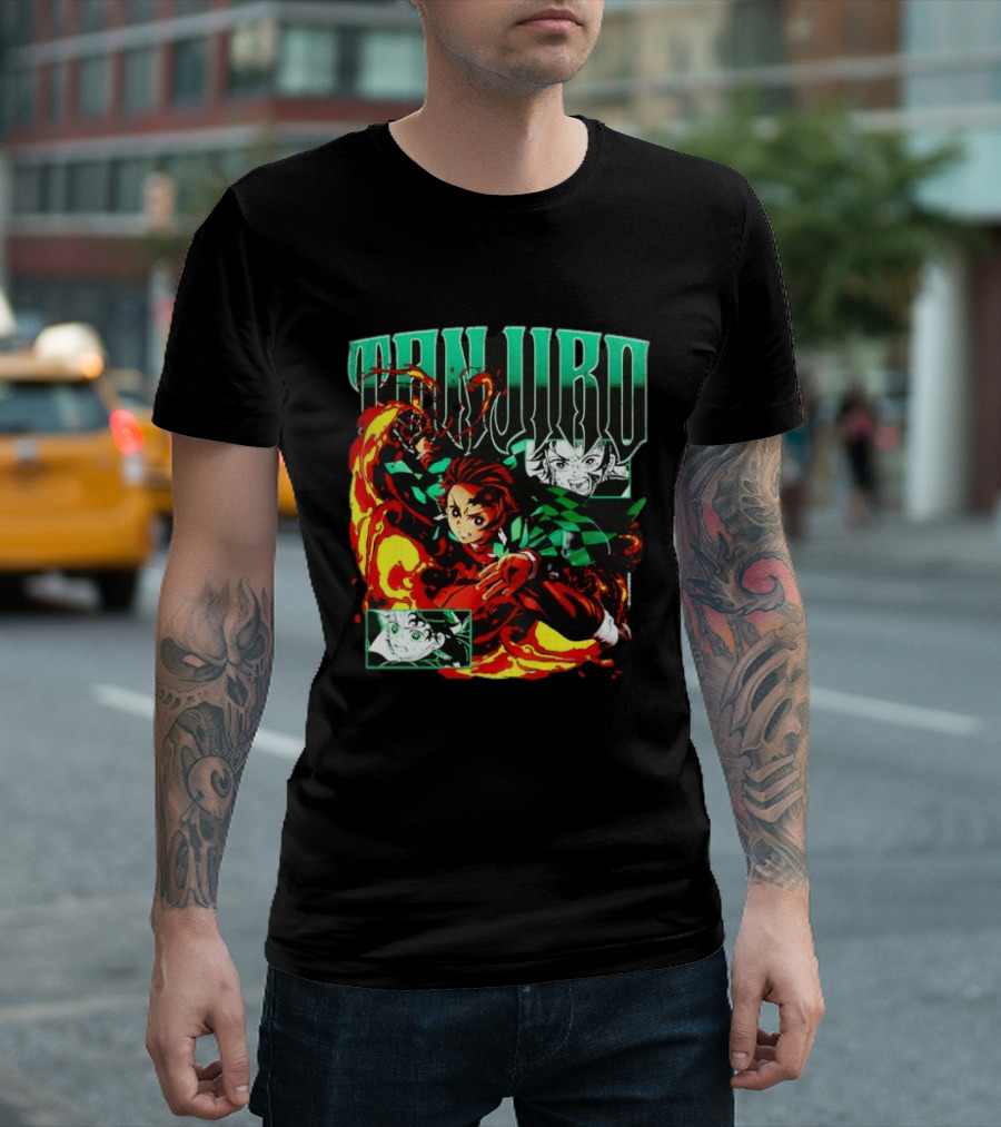 Tanjiro Kamado Flames Demon Slayer Anime Kimetsu No Yaiba T-Shirt