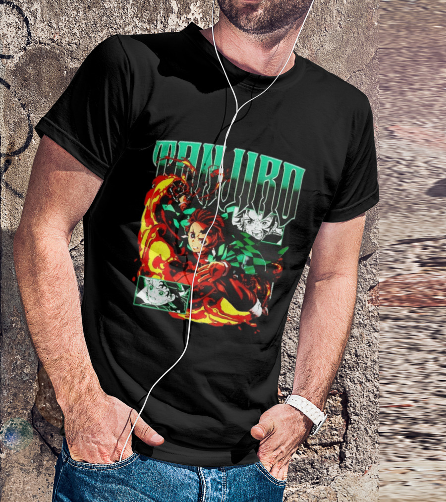 Tanjiro Kamado Flames Demon Slayer Anime Kimetsu No Yaiba T-Shirt