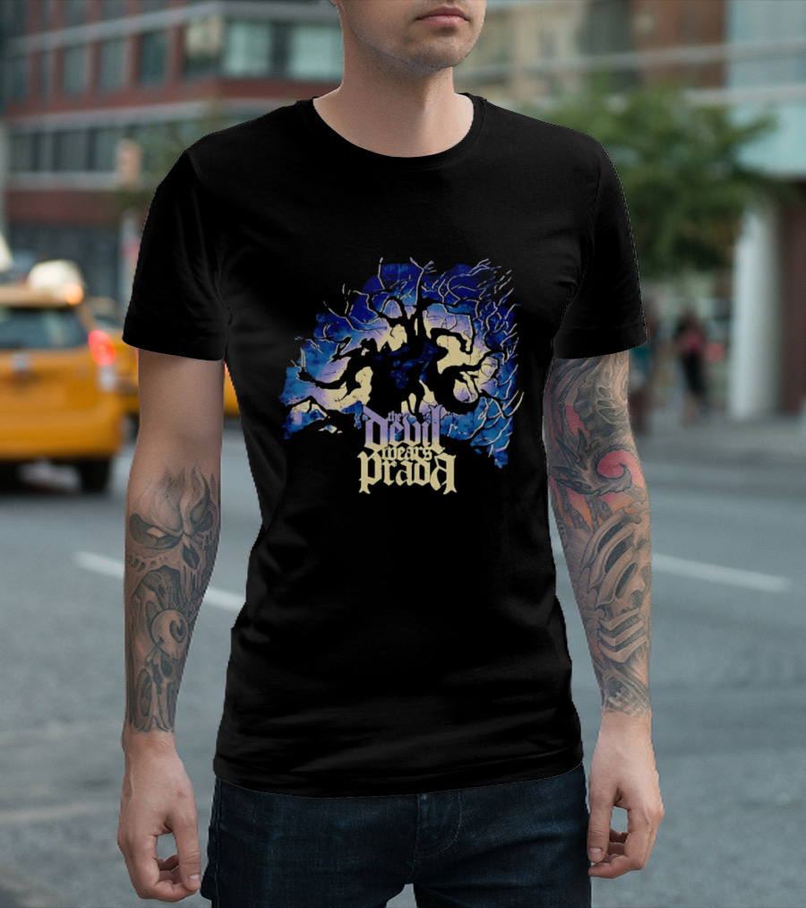 The Devil Wears Prada Blue Skull Dead Tree Art Motif T-Shirt