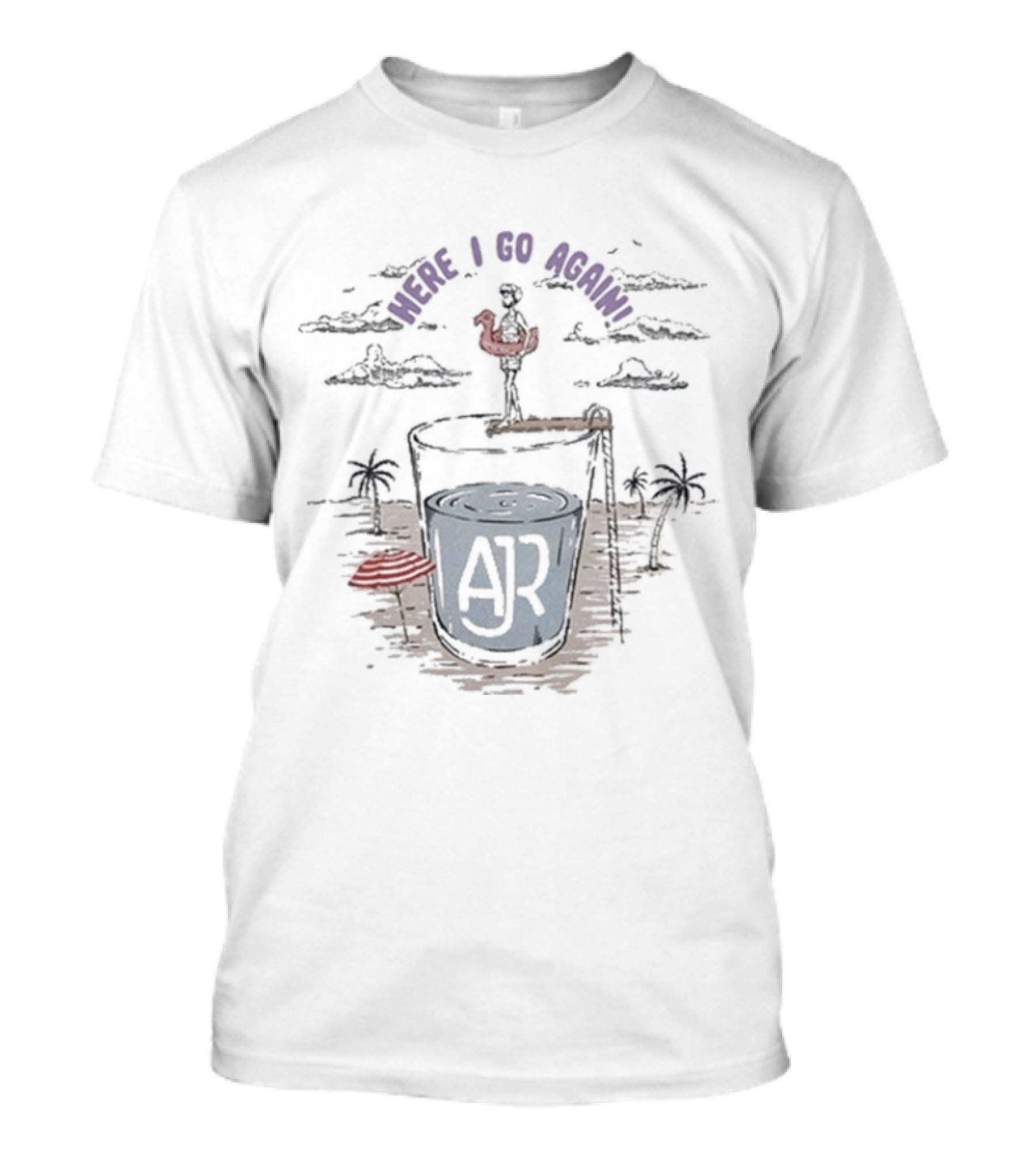 AJR Here I Go Again Red Bird And Island Scene T-Shirt
