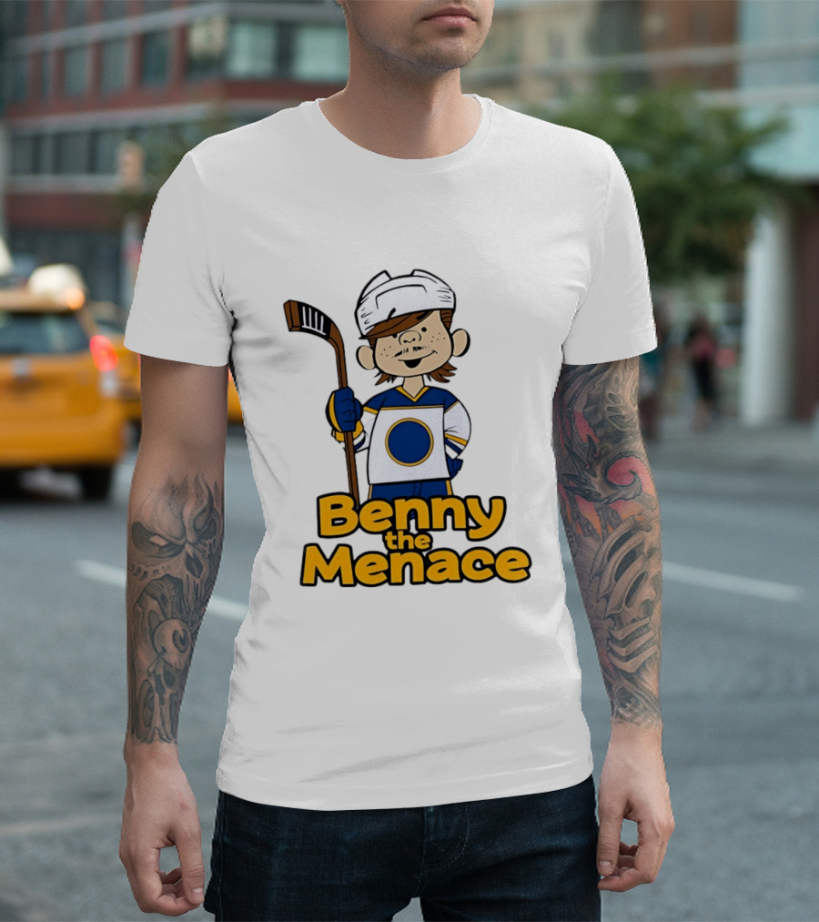 Benny The Menace Jordan Binnington St Louis Blues NHL Hockey Player Cartoon T-Shirt