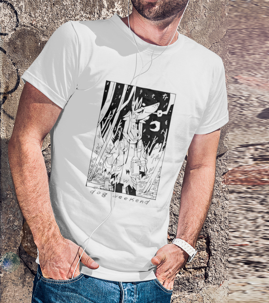 Dog Woods Weekend Forest Scene With Moon And Trees T-Shirt
