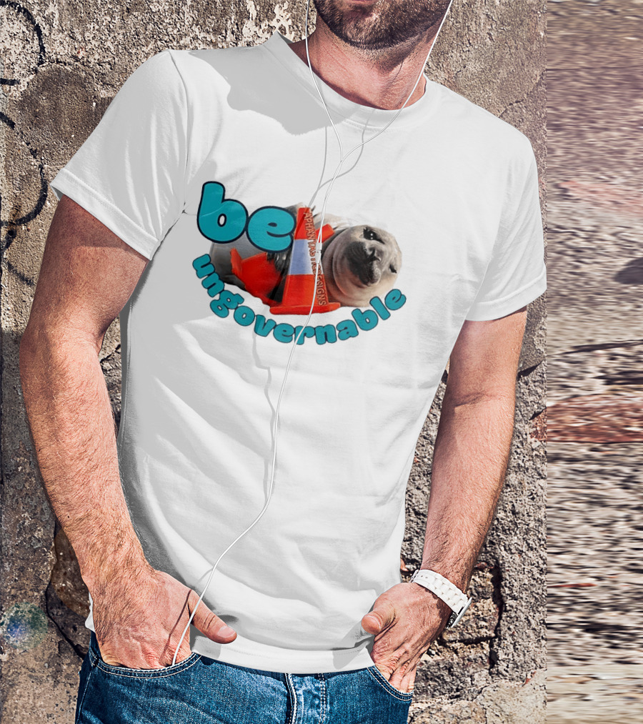 Be Ungovernable Seal Holding Traffic Cone Aphantastic Designs T-Shirt