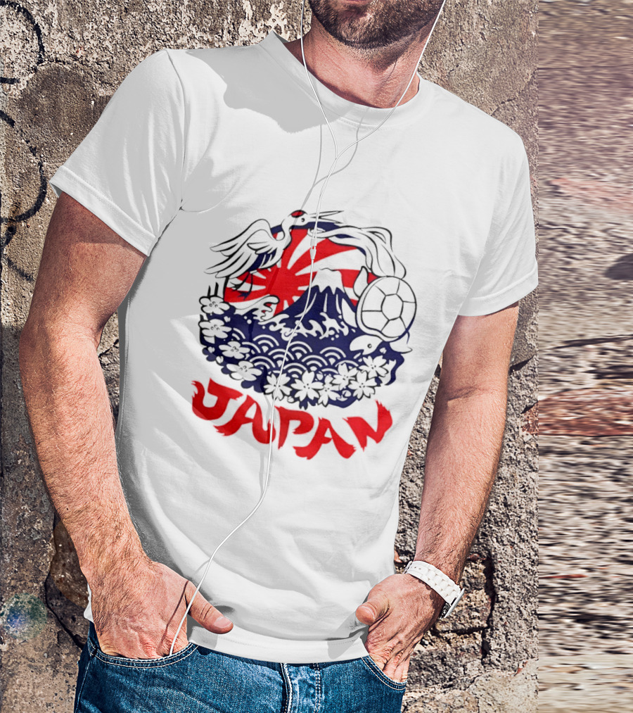 Japan Mt Fuji Crane Turtle Sakura Rising Sun Symbolism T-Shirt
