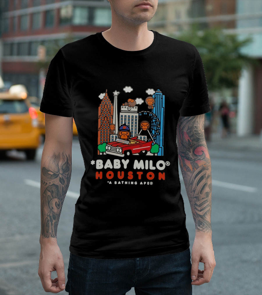 Baby Milo Houston A Bathing Ape City Skyline Car Scene T-Shirt