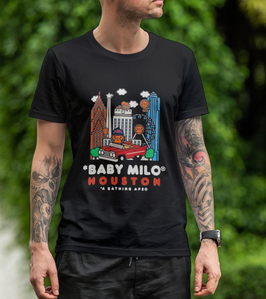 Baby Milo Houston A Bathing Ape City Skyline Car Scene T-Shirt