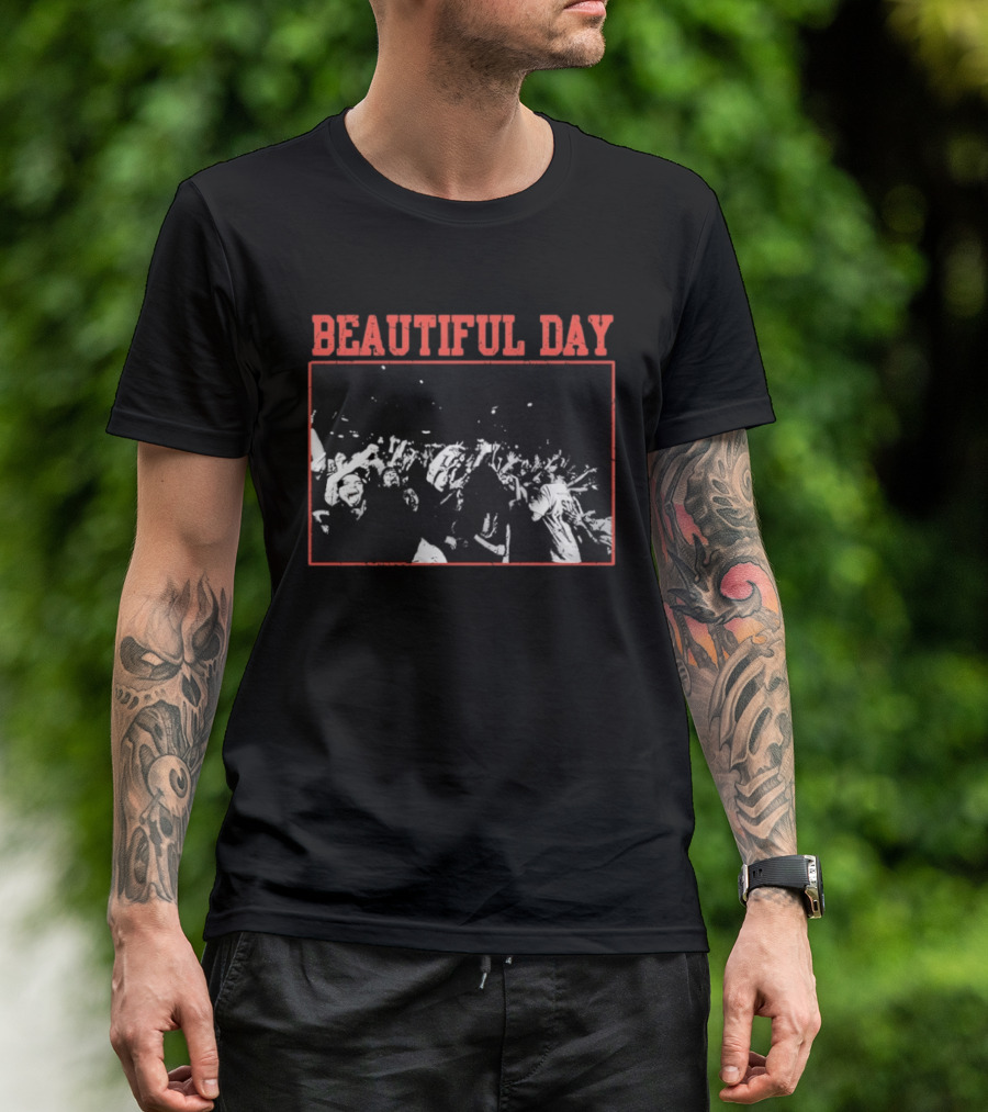 Beautiful Day Crowd Photo Black And White Concert Scene T-Shirt