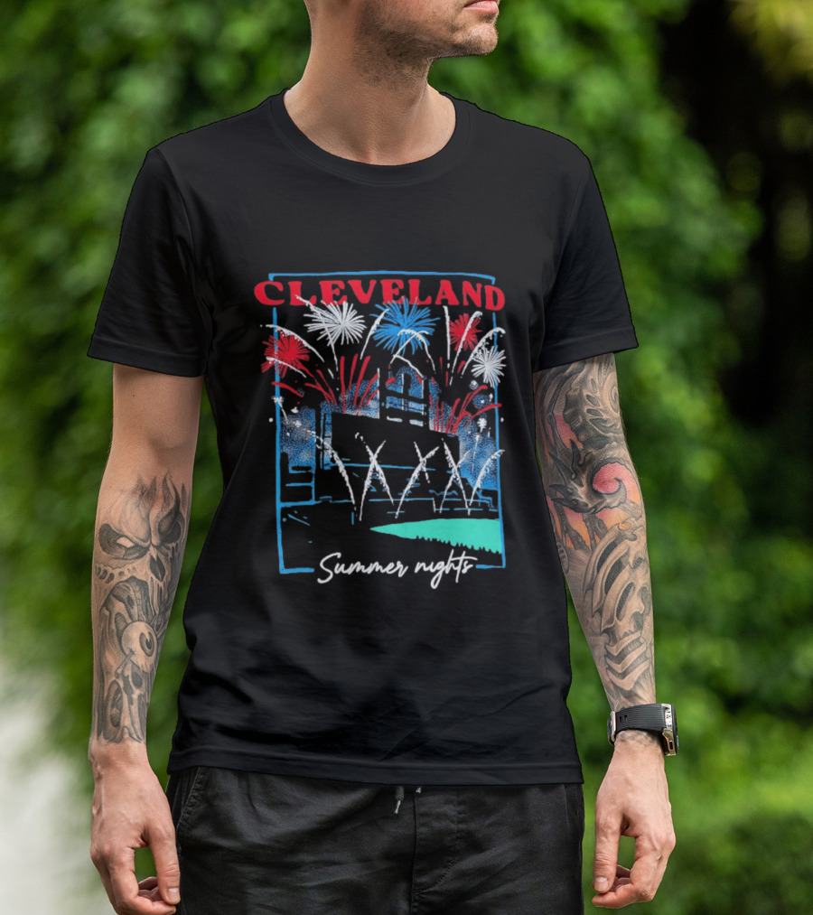 Cleveland Fireworks Summer Nights Baseball City Love T-Shirt