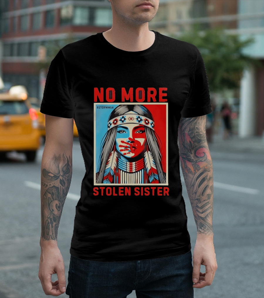NO MORE Red Handprint STOPMMIW Stolen Sister Indigenous Awareness T-Shirt