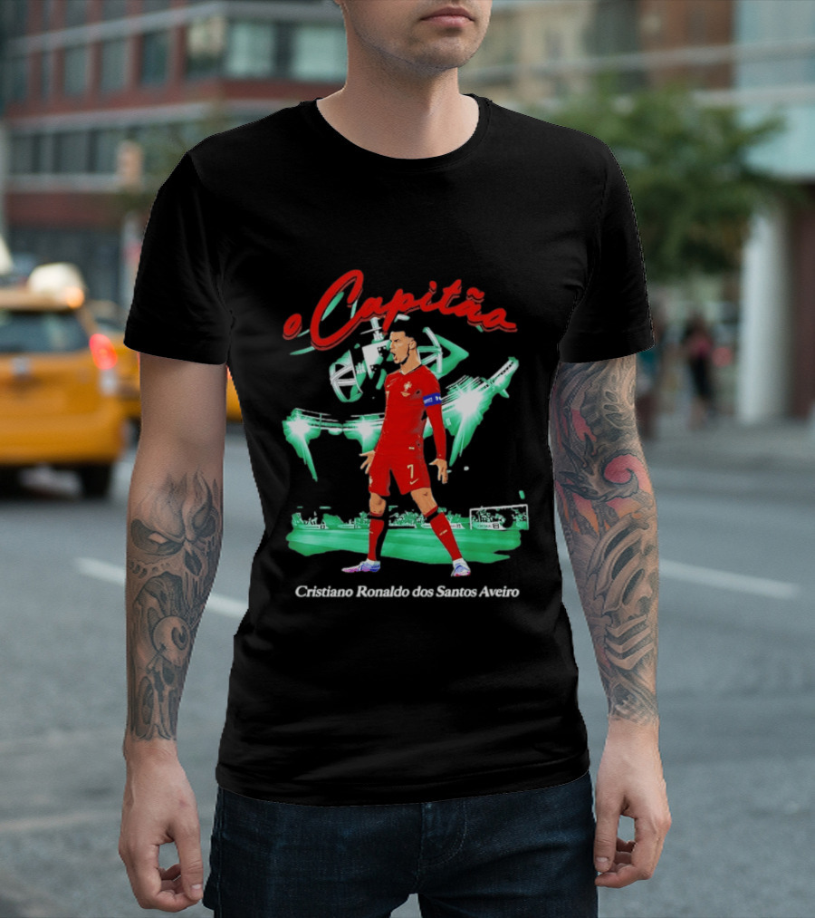 Cristiano Ronaldo O Capitão 7 Dos Santos Aveiro Celebrating Soccer Stadium T-Shirt