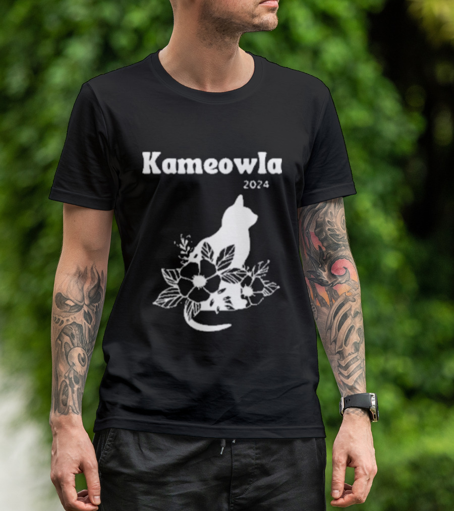 Kameowla 2024 Cat Floral Theme Kamala Cat Lady T-Shirt