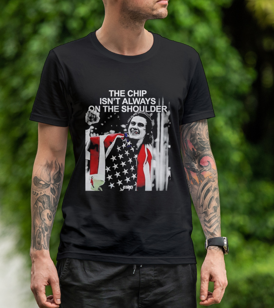 The Chip Isn't Always On The Shoulder Stars And Stripes Tribute NHL Jack Hughes T-Shirt