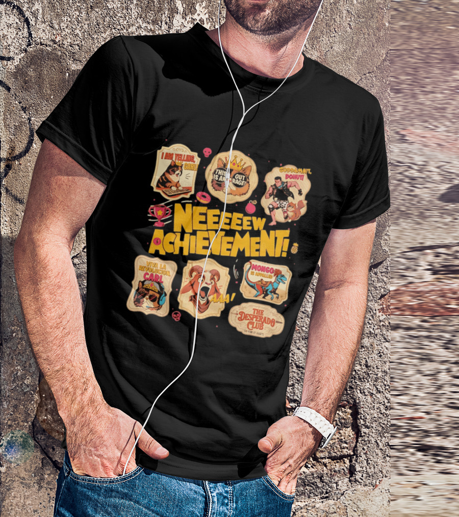 Neeeew Achievement Dungeon Crawler Carl Sticker Pack I Am Yelling Carl Viva La Revolucion Mongo Is Appalled Desperado Club T-Shirt