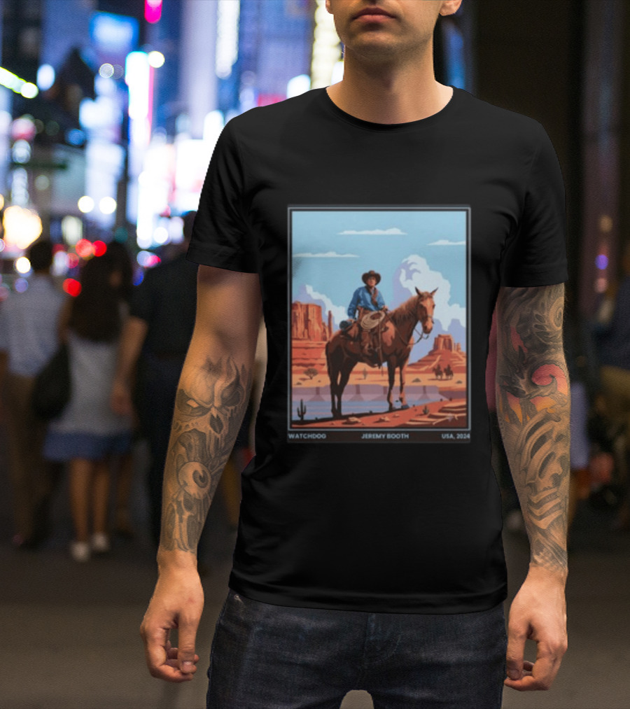 Dog Jeremy Booth USA 2020 Cowboy And Horse Desert Scene T-Shirt