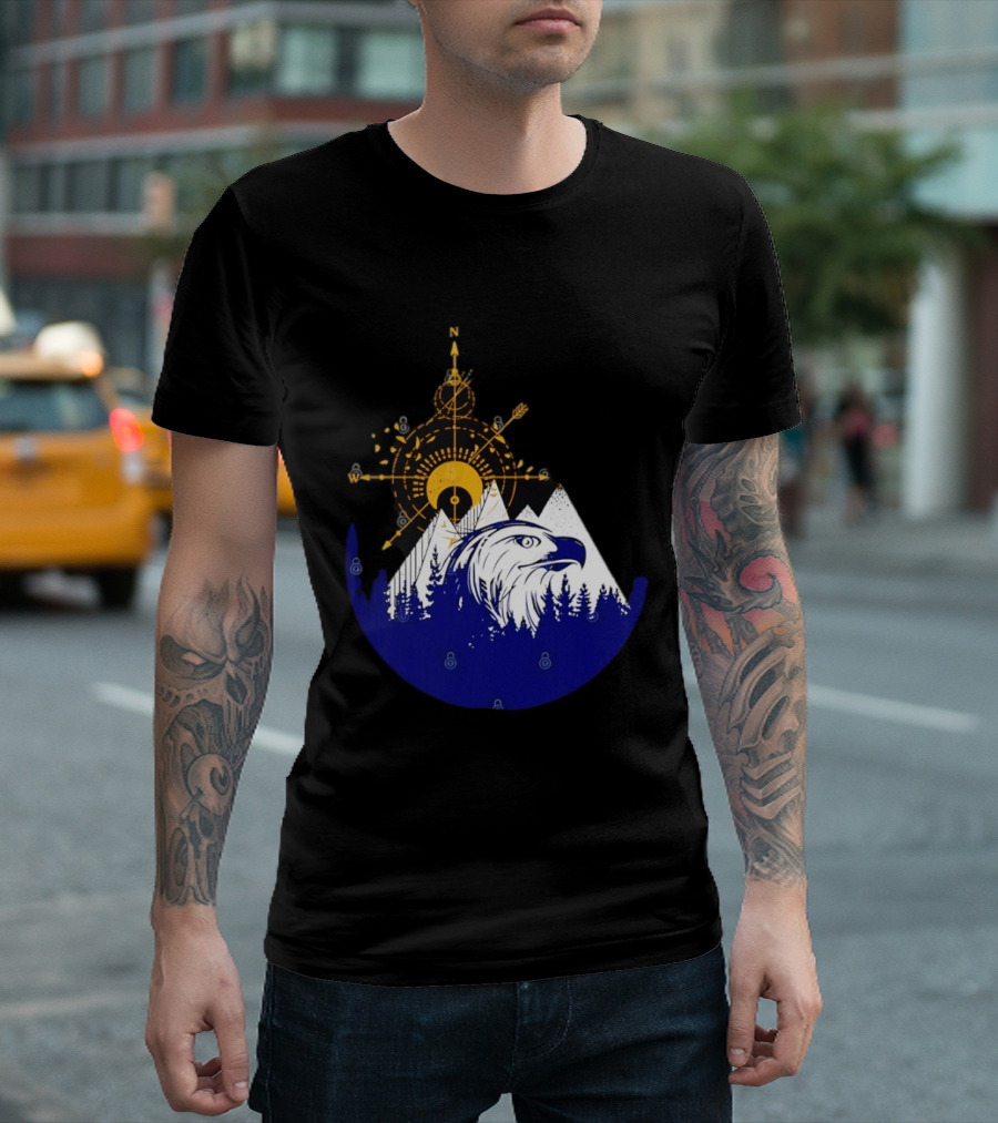 Eagle And Compass With Mountain Forest T-Shirt