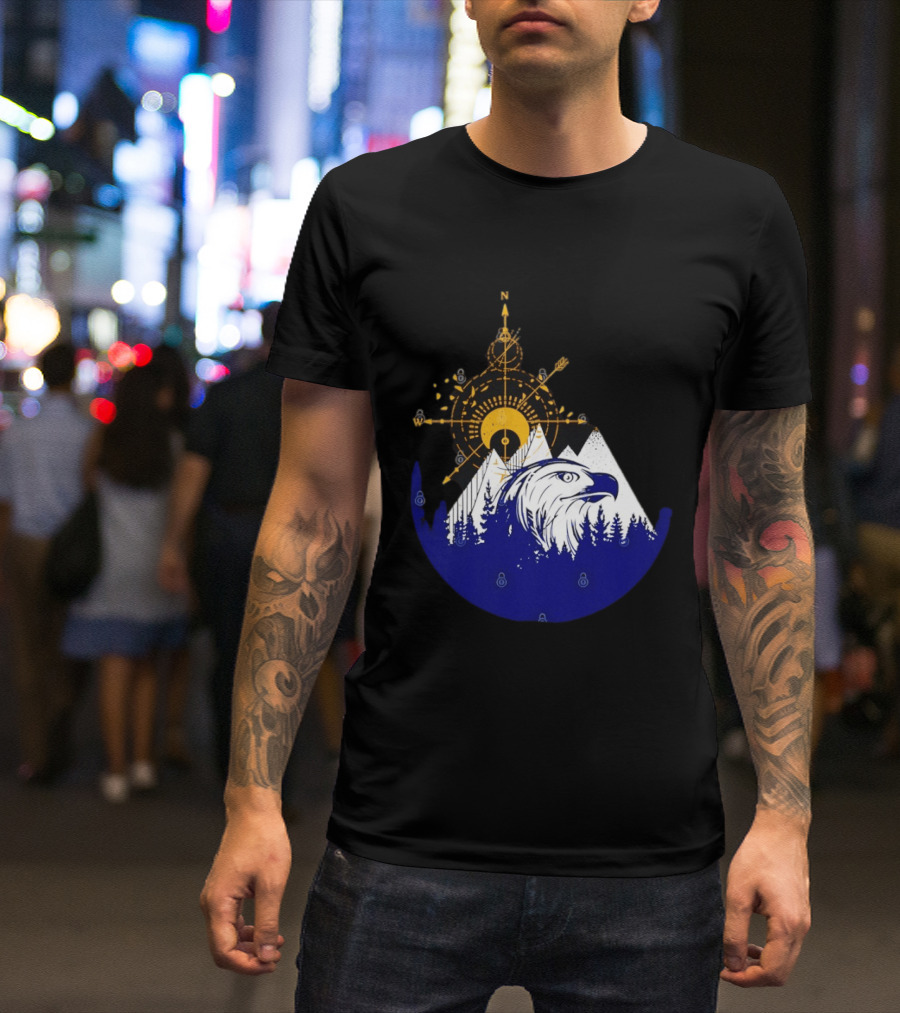 Eagle And Compass With Mountain Forest T-Shirt
