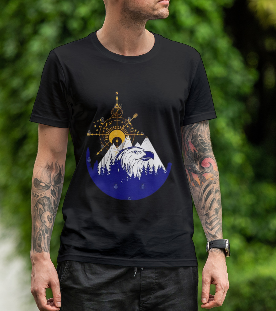 Eagle And Compass With Mountain Forest T-Shirt