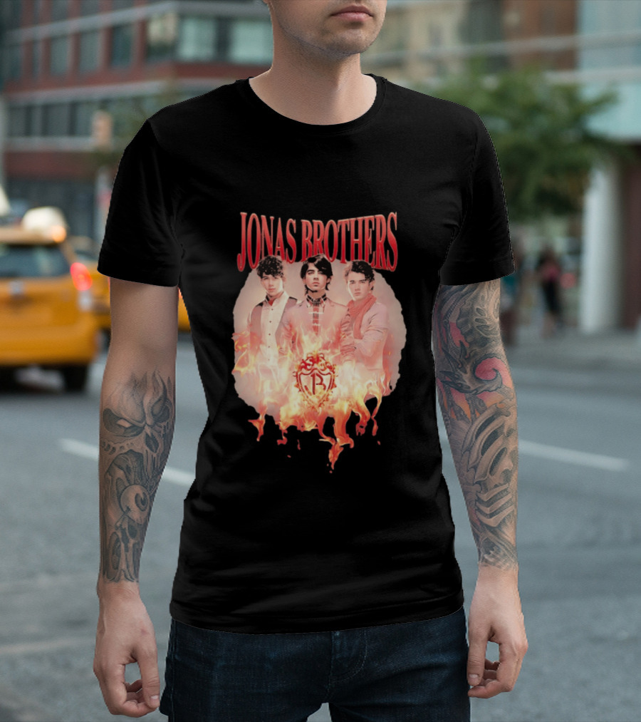 Jonas Brothers Fire Flame Trio Band Photography T-Shirt