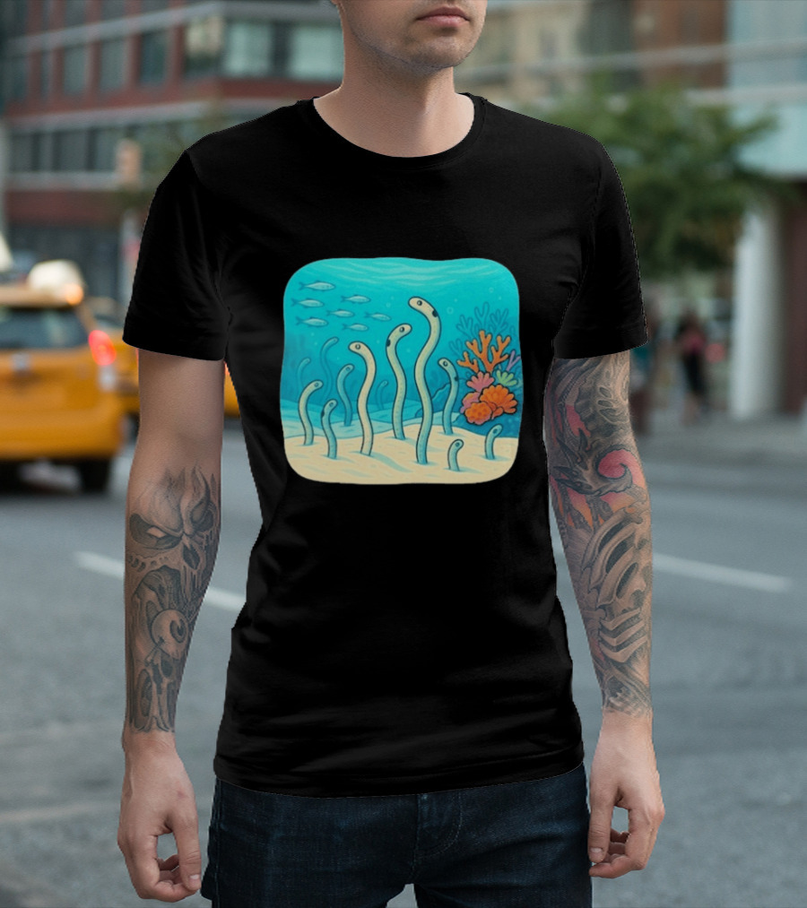 Garden Eels Reef Hawaii With Colorful Coral And Tropical Fish T-Shirt
