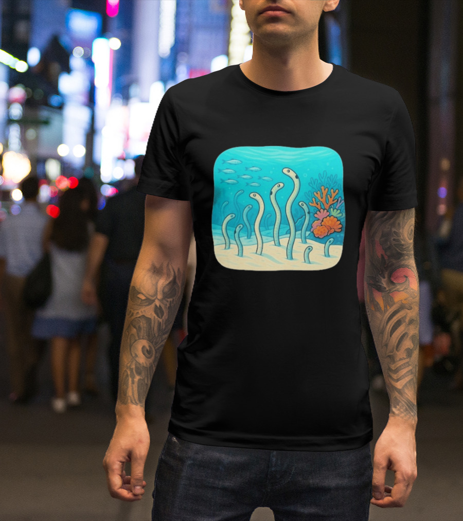 Garden Eels Reef Hawaii With Colorful Coral And Tropical Fish T-Shirt
