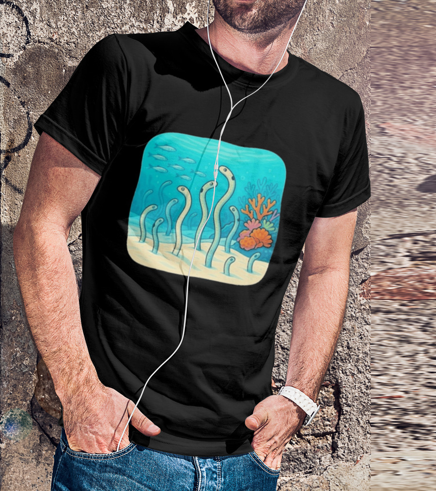 Garden Eels Reef Hawaii With Colorful Coral And Tropical Fish T-Shirt