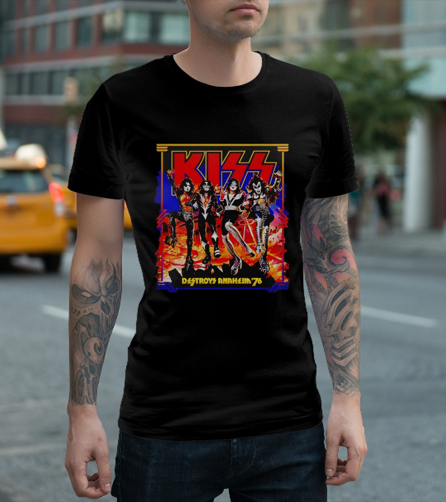 KISS Destroys Anaheim 76 Band Photo Arena Show T-Shirt