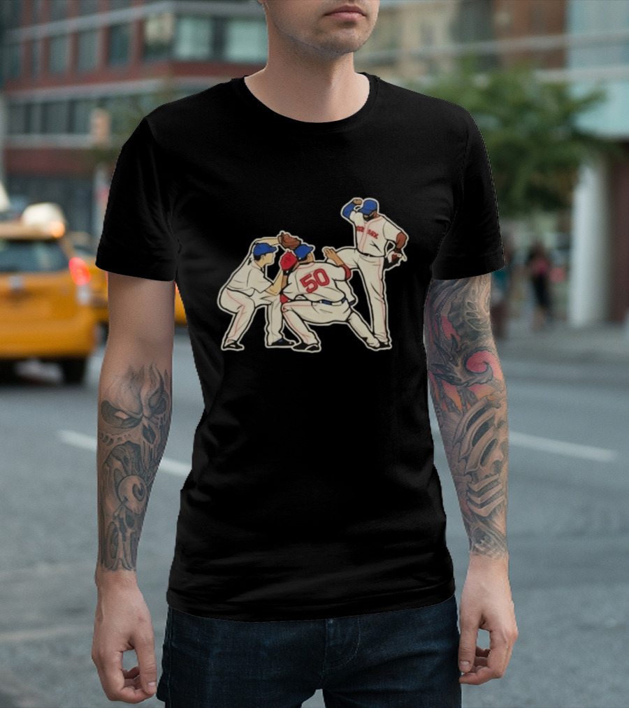 Red Sox Mookie Betts Jackie Bradley Jr Andrew Benintendi Win Dance Repeat Baseball Players Boston Team Celebration T-Shirt