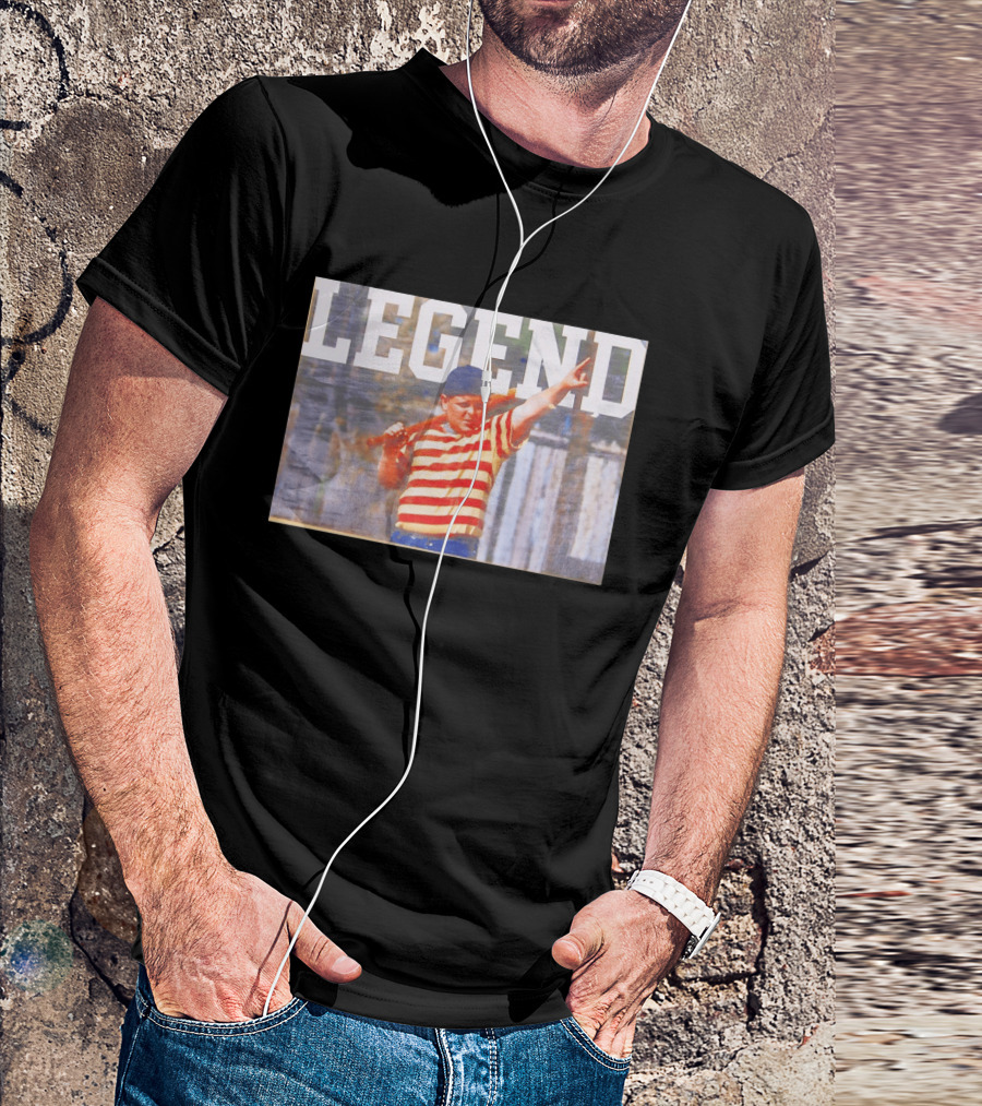 Sandlot Legend Striped Kid Holding Bat Pointing T-Shirt