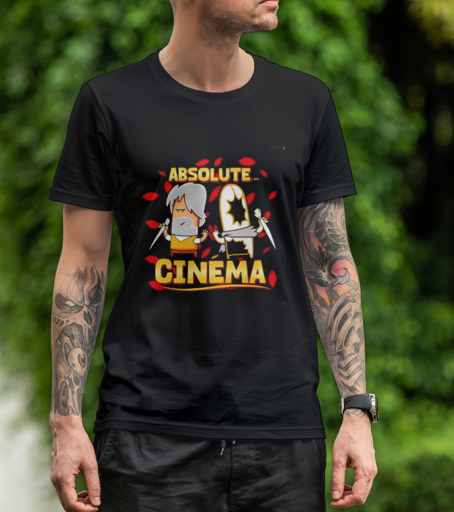 Absolute Cinema Movie Film Reaction Characters With Swords T-Shirt