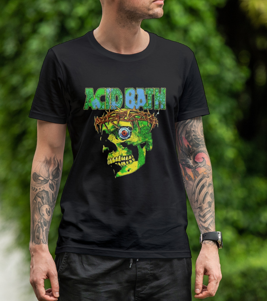 Acid Bath 2026 EU And UK Tour Green Skull Crown Of Thorns Dates Back T-Shirt