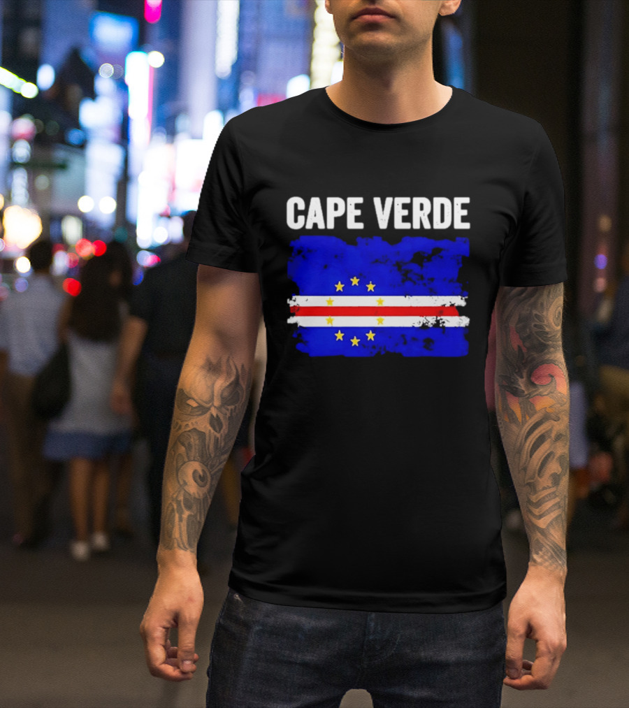 Cape Verde Distressed Flag Design Six Yellow Stars T-Shirt