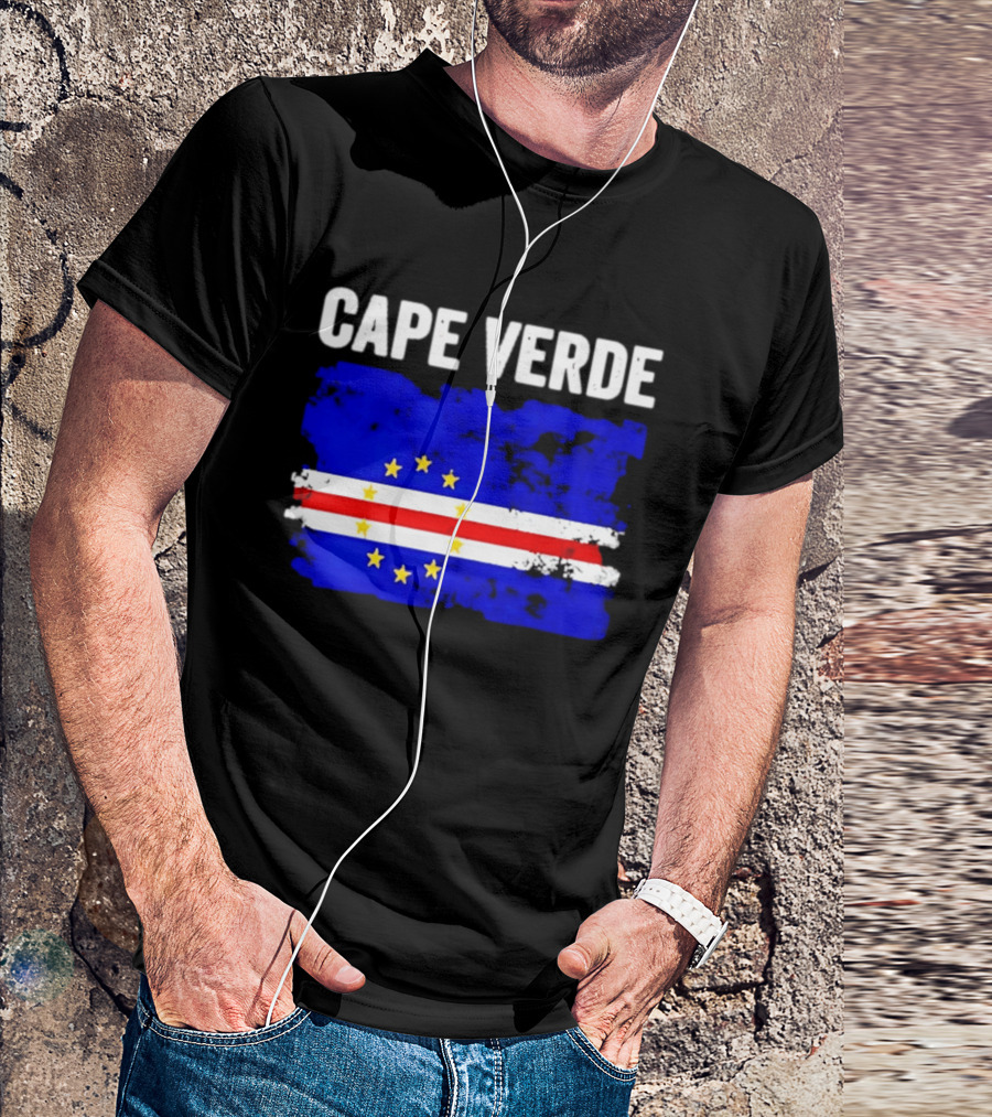 Cape Verde Distressed Flag Design Six Yellow Stars T-Shirt
