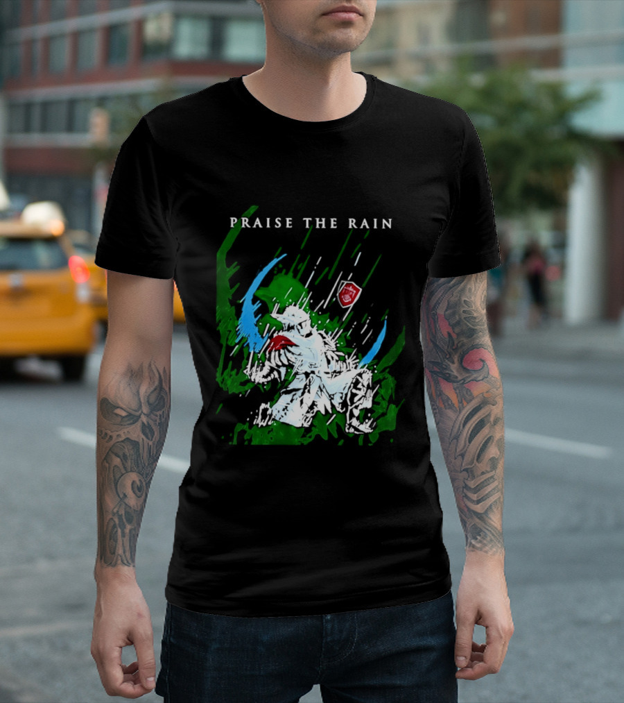 Praise The Rain Warrior Energetic Green And Blue Splash T-Shirt