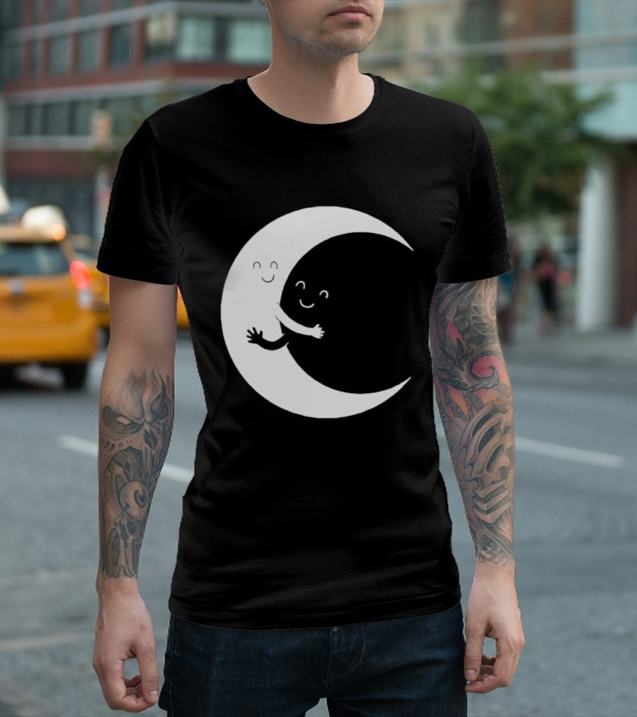 Celestial Hugging Moon Crescent Night Sky Space T-Shirt