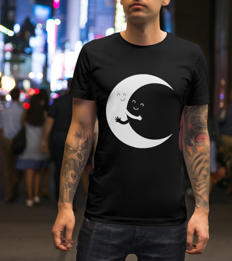 Celestial Hugging Moon Crescent Night Sky Space T-Shirt