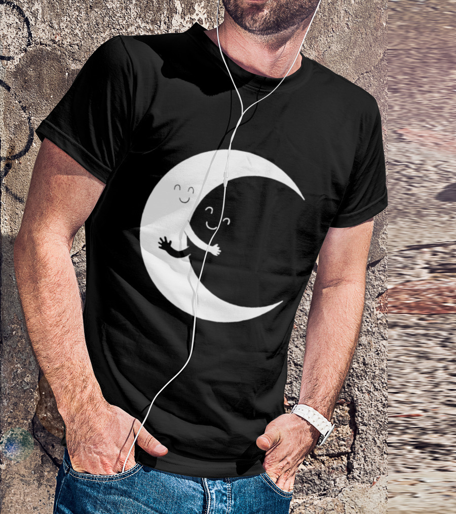 Celestial Hugging Moon Crescent Night Sky Space T-Shirt