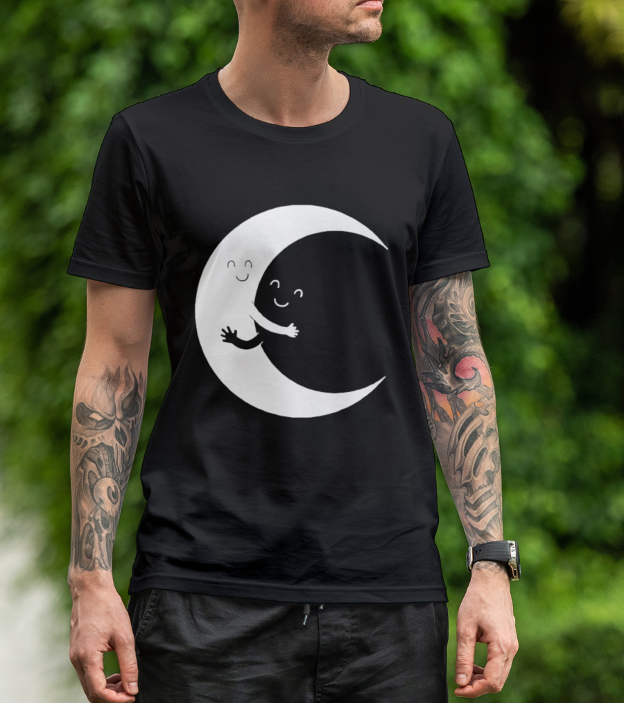 Celestial Hugging Moon Crescent Night Sky Space T-Shirt
