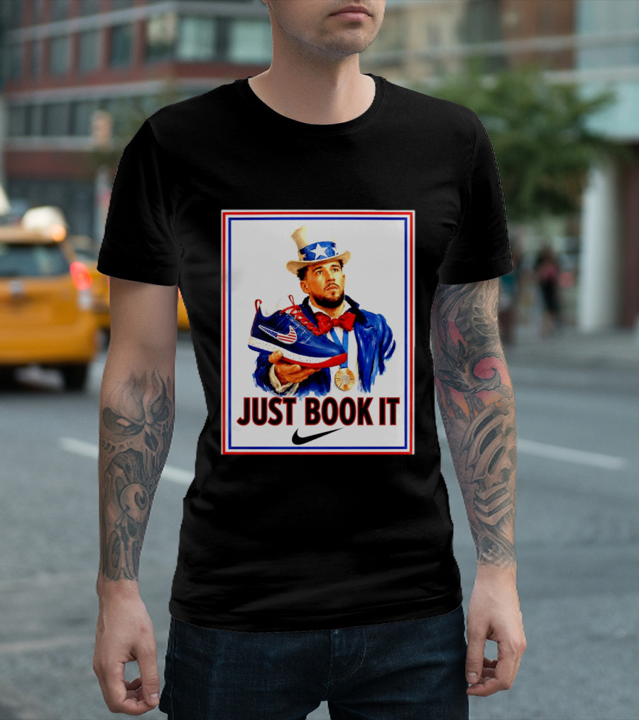 Just Book It Devin Booker Uncle Sam Gold Medal Nike Sneaker T-Shirt