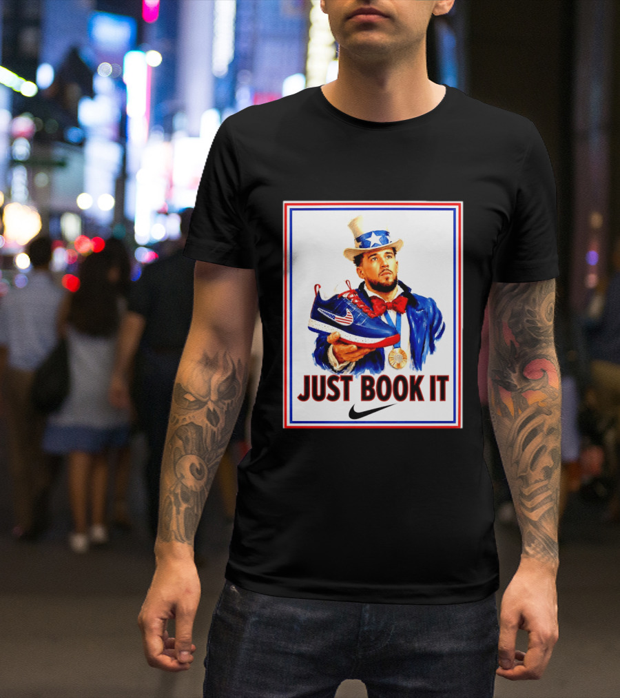 Just Book It Devin Booker Uncle Sam Gold Medal Nike Sneaker T-Shirt