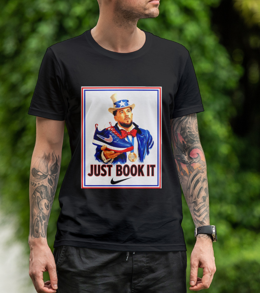 Just Book It Devin Booker Uncle Sam Gold Medal Nike Sneaker T-Shirt
