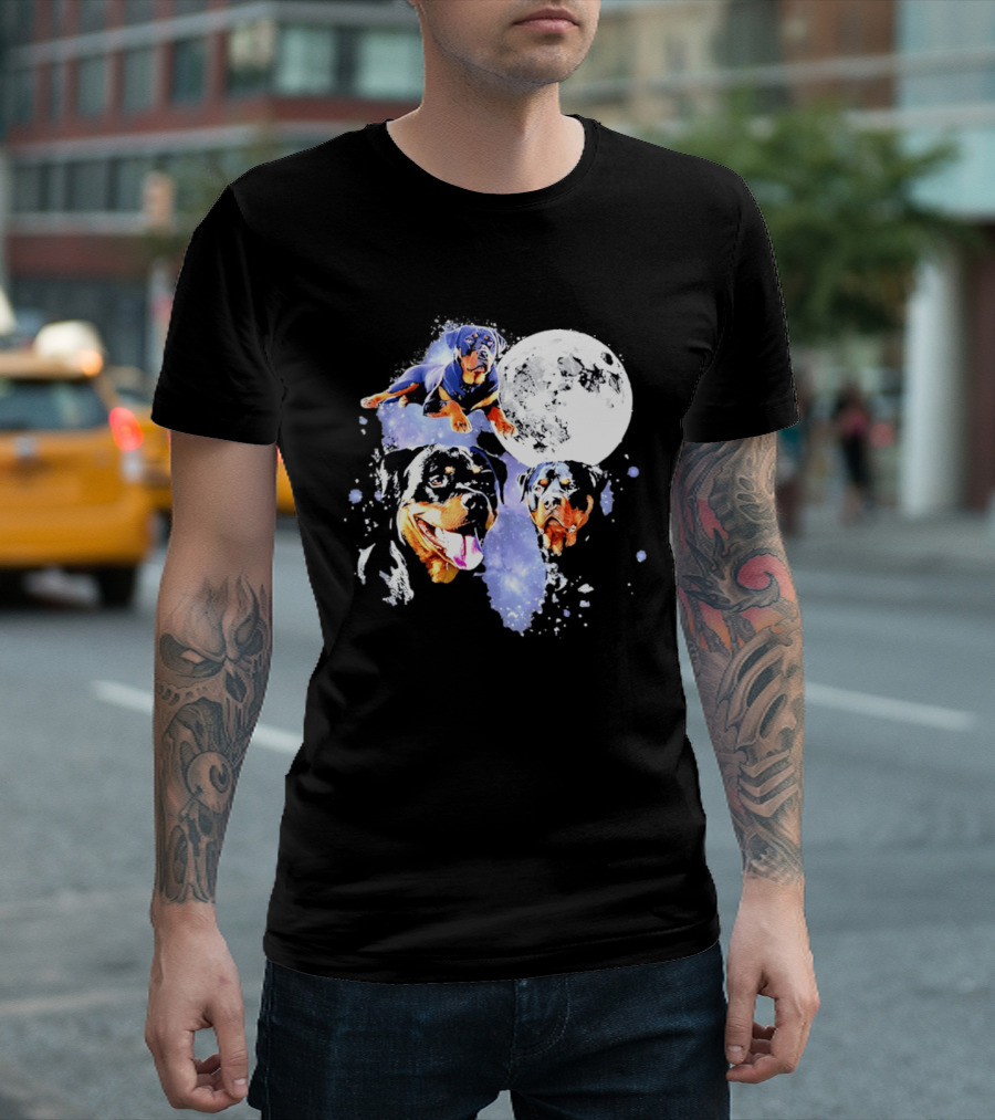 Rottweiler Galaxy Moon Space Celestial Dog Breed Lover Pet Owner Lunar Canine Adventure T-Shirt