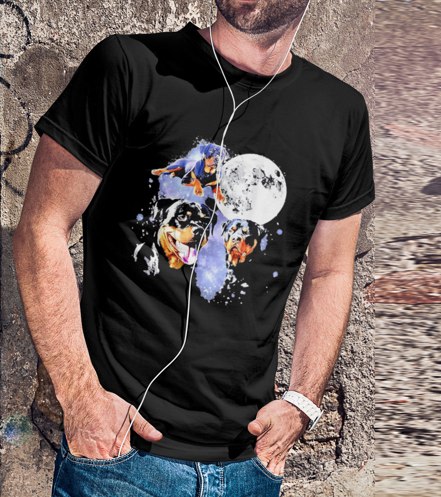Rottweiler Galaxy Moon Space Celestial Dog Breed Lover Pet Owner Lunar Canine Adventure T-Shirt