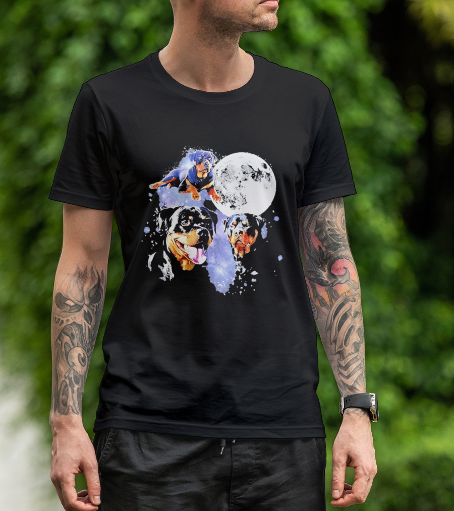 Rottweiler Galaxy Moon Space Celestial Dog Breed Lover Pet Owner Lunar Canine Adventure T-Shirt