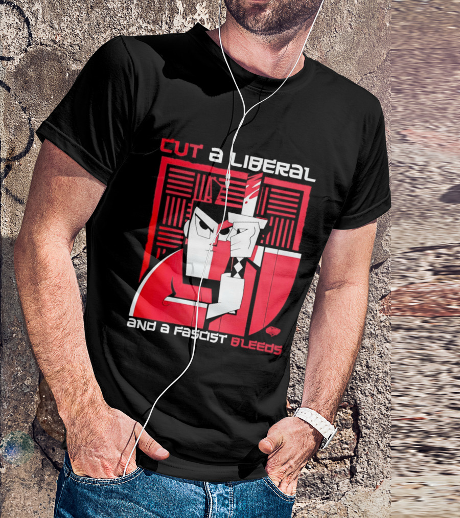 Samurai Jack Cut A Liberal And A Fascist Bleeds Political Art Image T-Shirt