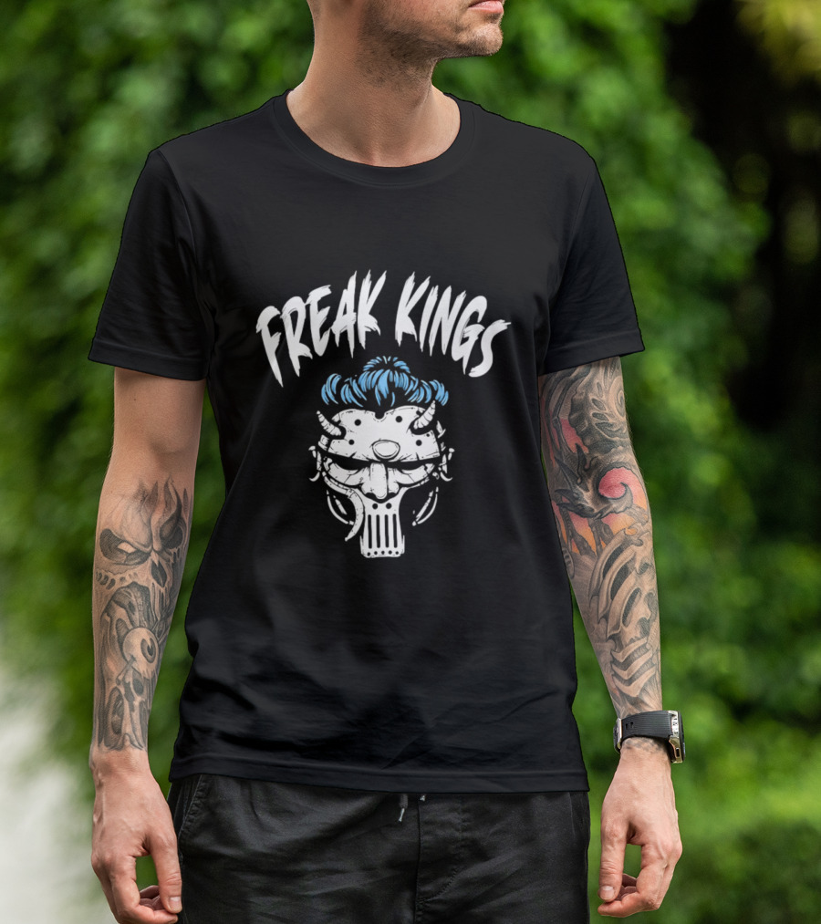 Freak Kings Horned Skull Blue Hair T-Shirt