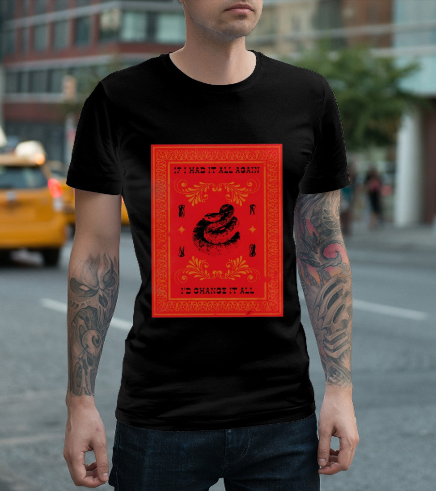 If I Had It All Again I'd Change It All Rattlesnake Western Red Bandana T-Shirt