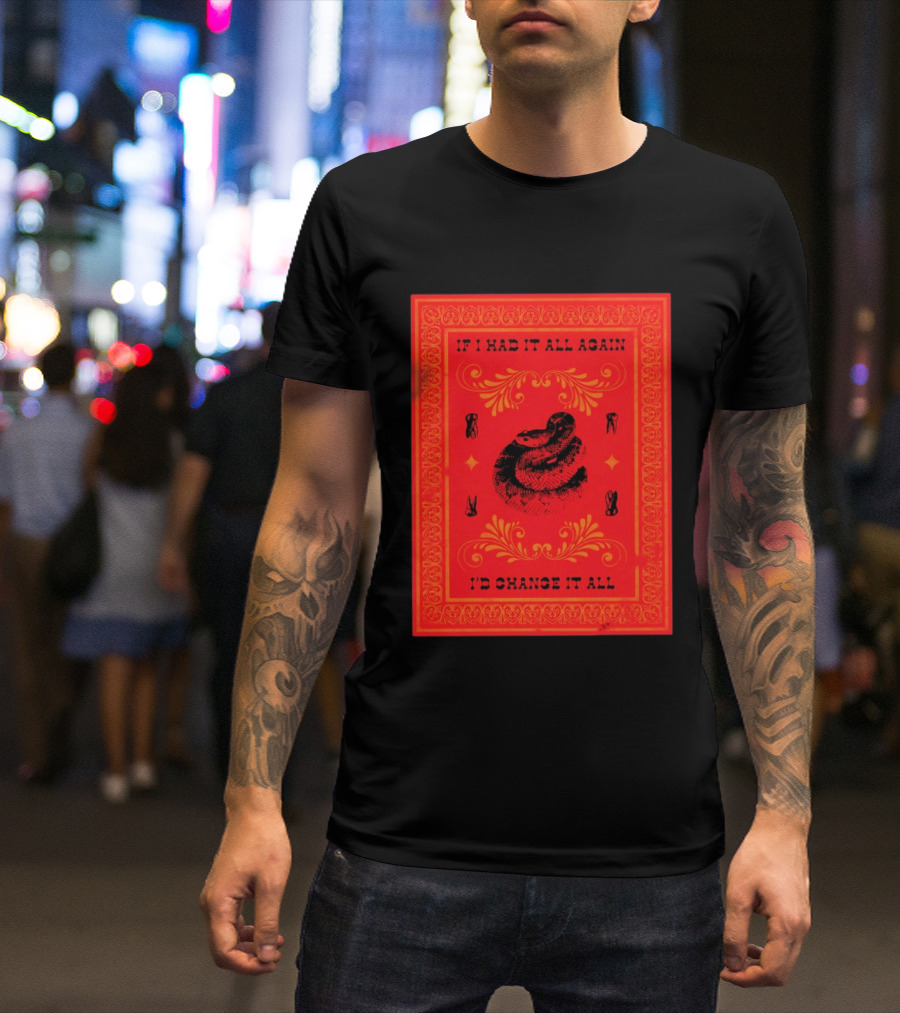 If I Had It All Again I'd Change It All Rattlesnake Western Red Bandana T-Shirt
