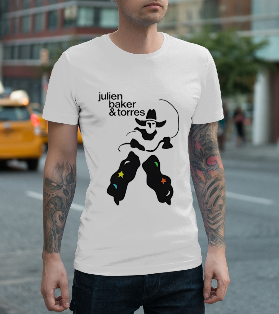 Julien Baker And Torres Cowboy Figure With Colorful Star Accents T-Shirt