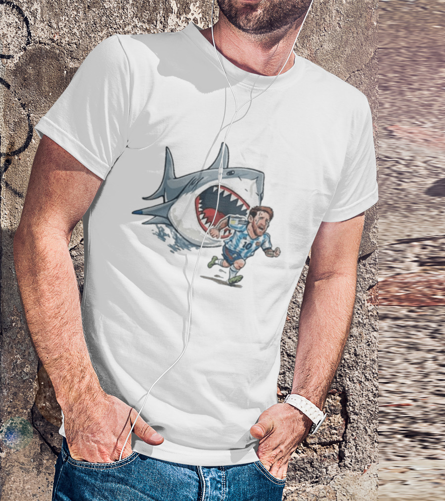Cape Verde Brainrot Messi Shark Chase Soccer Humor T-Shirt