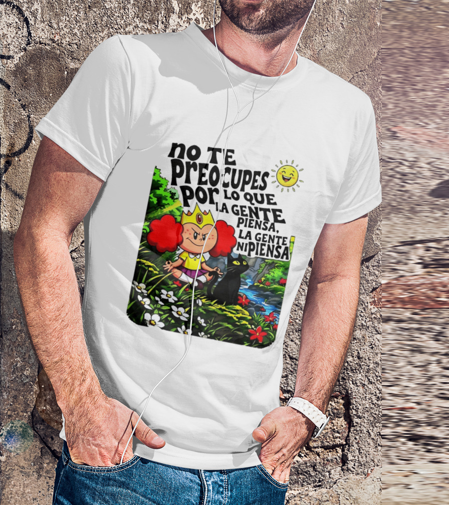 No Te Preocupes Por Lo Que La Gente Piensa Meditando Chica Corona Gato T-Shirt